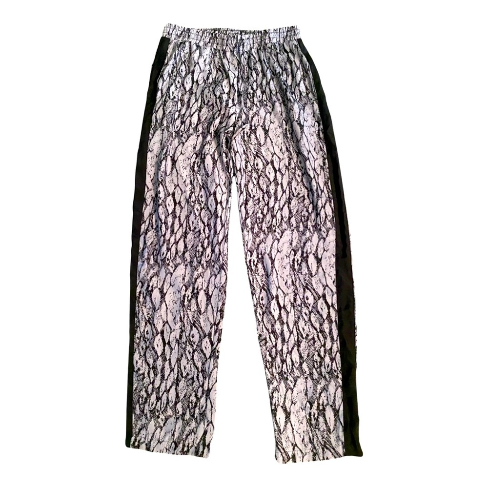 Band of Gypsies Women’s Pants Feather Print Elastic Waist Drawstring High Rise